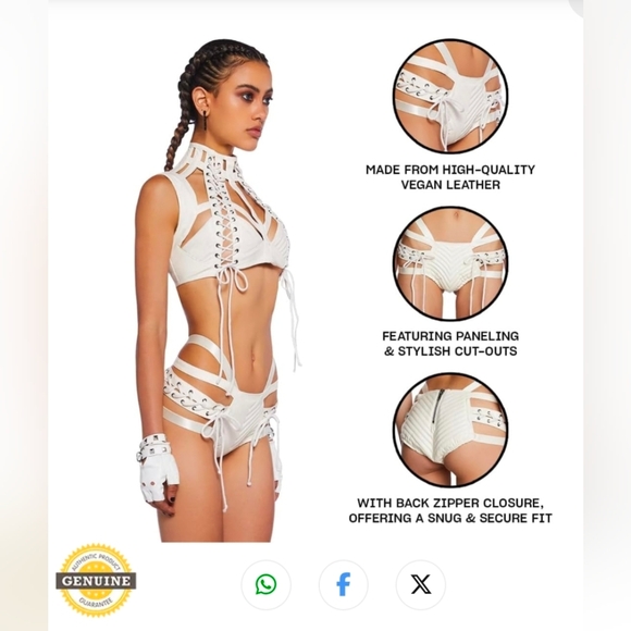 Dolls Kill Club Exx Harness Cream Shorts Bottom - Picture 10 of 15